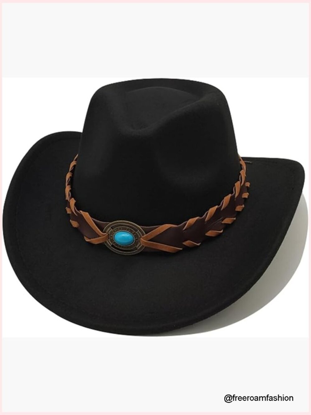 Classic Western Cowboy Hat for Men Women Unisex Wide Brim Felt Fedora Flat Top